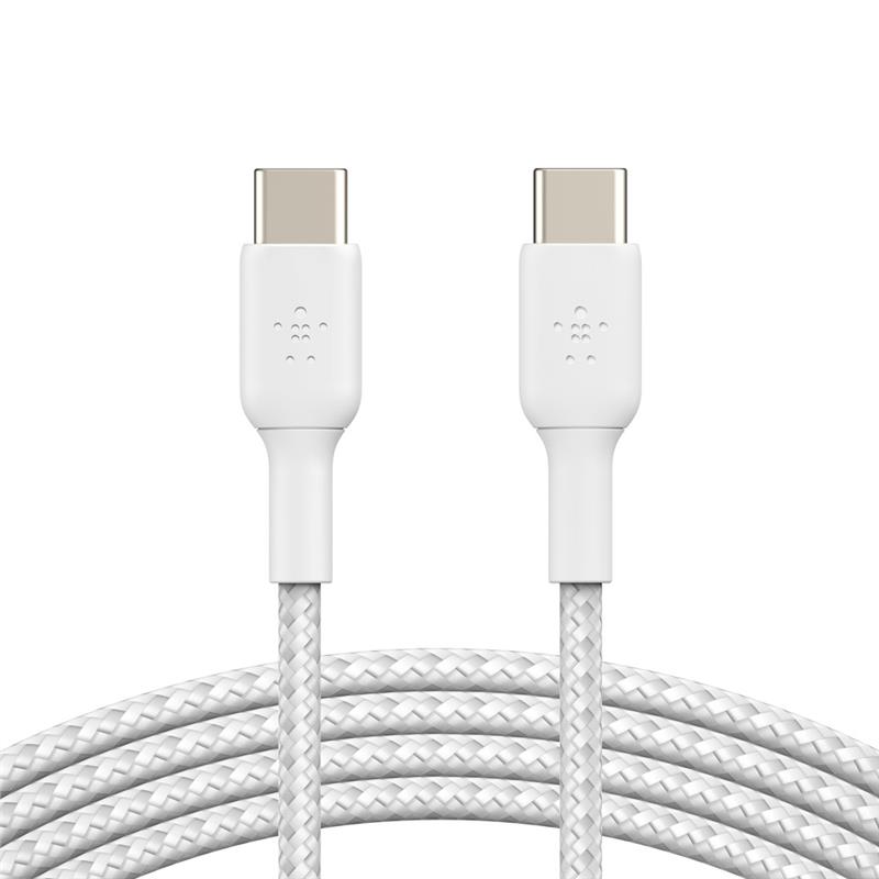Кабель Belkin USB-C > USB-C заряджання/синхронізації 60Вт PD, 1м, плетений, білий