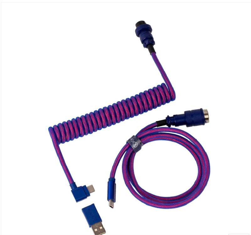 Кабель Type-A/Type-C Keychron Premium Coiled Aviator Cable-Angled Purpule