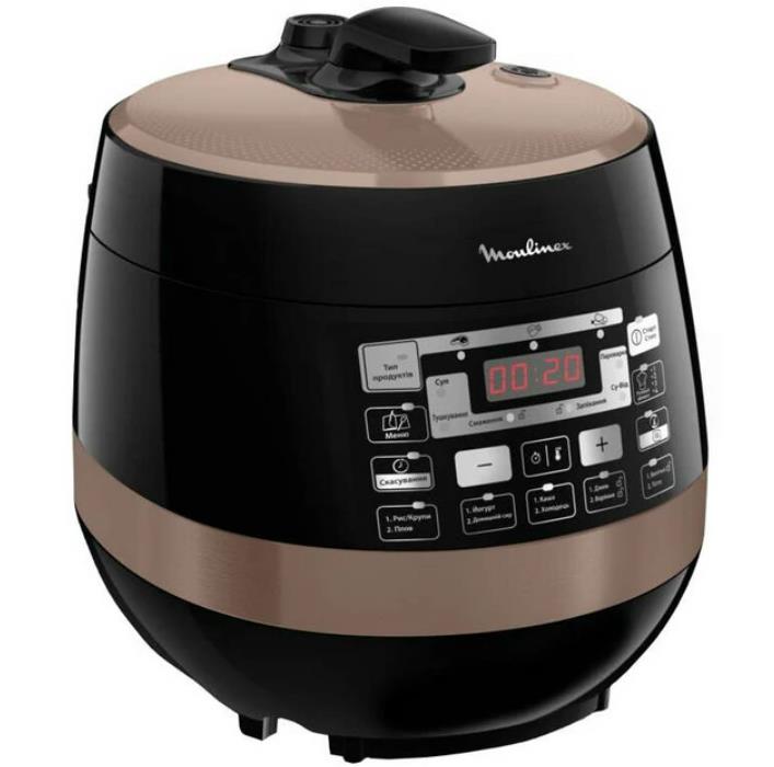 Мультиварка-скороварка Moulinex Quickchef, 1000Вт, чаша-5л, сенсорне керув., пластик, чорний