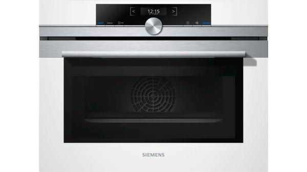 Встраиваемый эл. духовой шкаф с СВЧ Siemens CM633GBW1- Ш-45см/7 реж/45л./А/диспл/белый