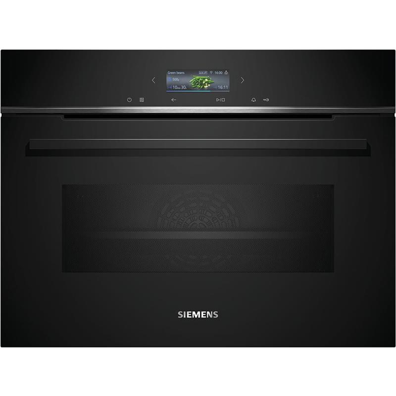 Духова шафа Siemens електрична компактна, 45л, A, дисплей, конвекція, ф-ція мікрохвиль, чорний