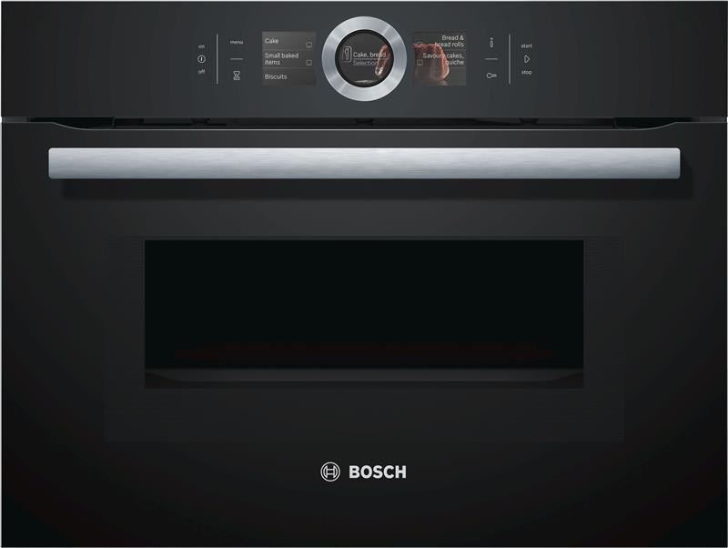 Встраиваемый компактный духовой шкаф с СВЧ Bosch CMG636BB1 - В-45 см./12 реж/45 л./TFT диспл/черный