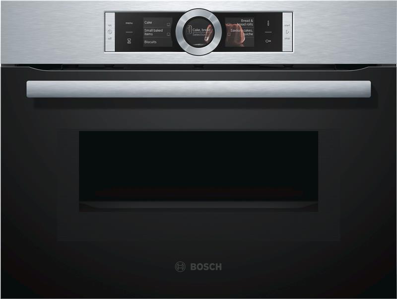 Встраиваемый компактный духовой шкаф с СВЧ Bosch CMG636BS1 - В-45 см./12 реж/45 л./TFT диспл/нерж