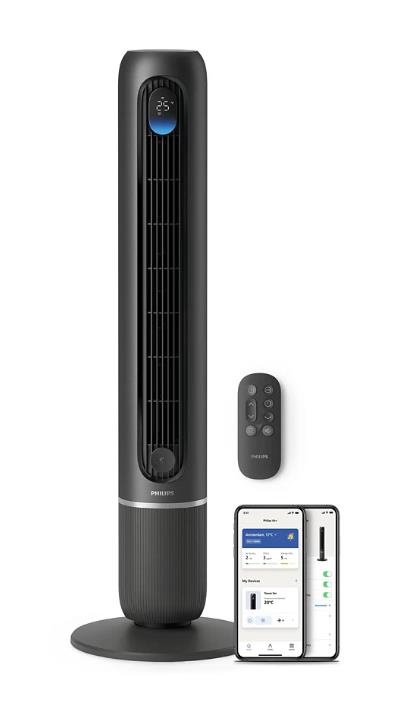 Вентилятор Philips колонний Series 7000, 30Вт, пульт ДУ, режим " Бриз", сенсорний дисплей, таймер, темно-сірий