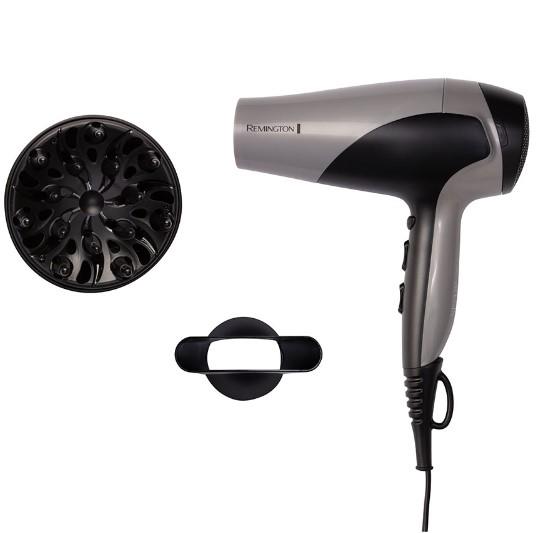 Фен Remington Ionic Dry, 2200Вт, 3 режими, дифузор,турмалинова іоніз-я, хол. обдув, сіро-чорний