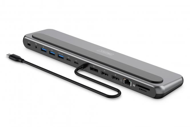 Док-станція DIGITUS USB-C > 2xHDMI/1xDP/3xUSB-A/USB-C/RJ54/PD/Audio