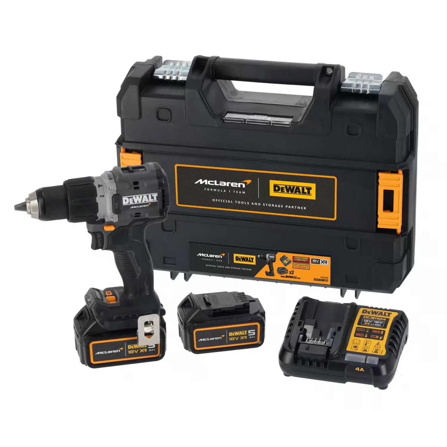 Шурупокрут-дриль ударний акумуляторний DeWALT McLaren F1 TEAM LIMITED EDITION 18В 2х5А·год 90Нм 0-450·0-1650об/хв кейс ЗП 1.34кг