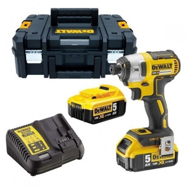 Шурупокрут ударний акумуляторний DeWalt XR Li-Ion 18В акб 2х5А·год 205Нм 3250об/хв 3800уд/хв кейс, ЗП 1.3кг