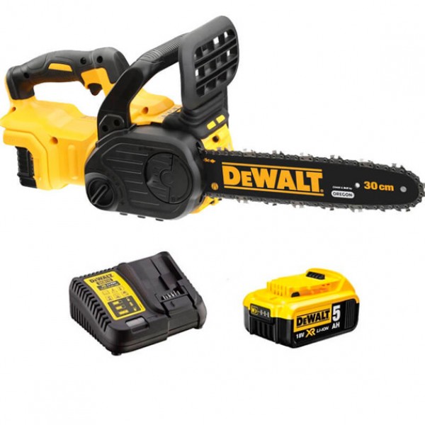 Пила ланцюгова акумуляторна DeWalt 18В акб 1х5А·год 7.68м/с шина 30см ланцюг OREGON 3/8’’ ЗП 3.6кг