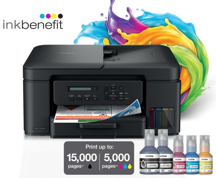 БФП ink color А4 Brother DCP-T730DW 16_9 ppm ADF Duplex USB Wi-Fi 4 inks СБПЧ
