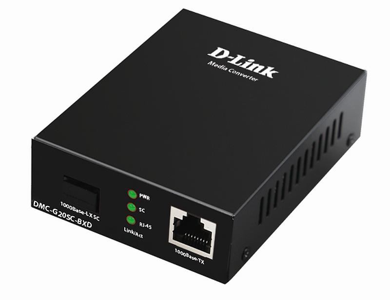 Медiаконвертер D-Link DMC-G20SC-BXD 1xGE, 1x1000BaseLX, SM, 20км, WDM, SC