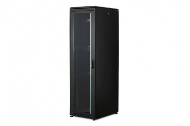 Шафа DIGITUS 19", 42U, Network Unique, передні двері зі склом, 600x800 мм, 1200кг максимально, чорна