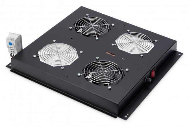 Блок вентиляторів DIGITUS 19" Roof, 2 fans, thermostat, RAL 9005