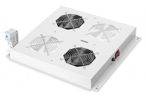Блок вентиляторів DIGITUS 19" Roof, 2 fans, thermostat, RAL 7035