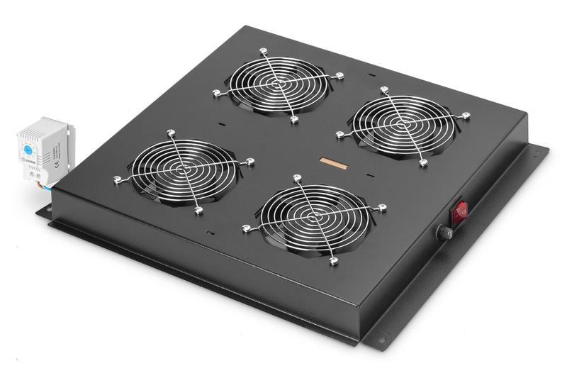 Блок вентиляторів DIGITUS 19" Roof, 4 fans, thermostat, RAL 9005