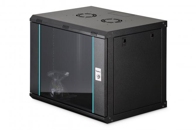 Шафа DIGITUS 19", 9U, Wall Mounting Dynamic-N, 600x450 мм, 60кг максимально, розібрана, чорна