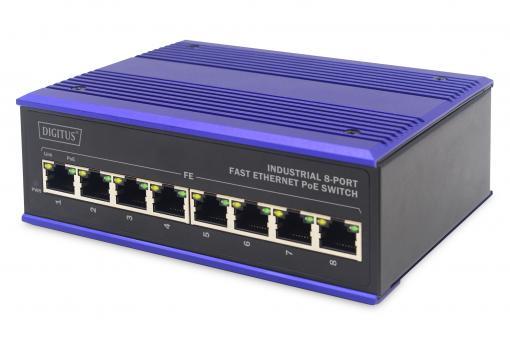 Комутатор DIGITUS Industrial 8 Port Fast Ethernet PoE Switch, Unmanaged