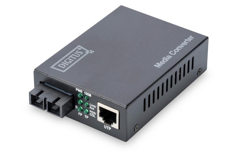Медіа конвертор DIGITUS Fast Ethernet, RJ45 / SM SC, 1310 m, 20км