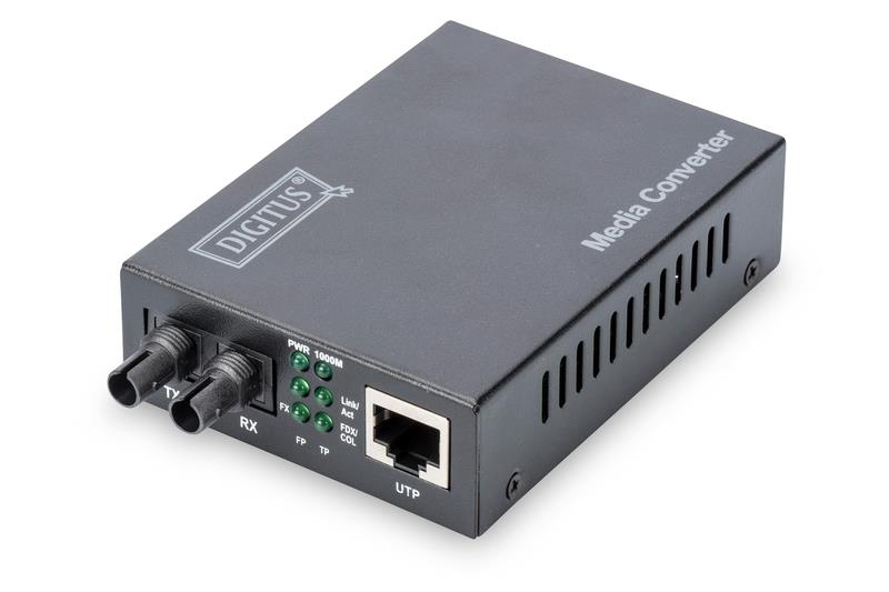 Медіа конвертор DIGITUS Gigabit, RJ45 / MM ST DX, 850nm, 0.5км