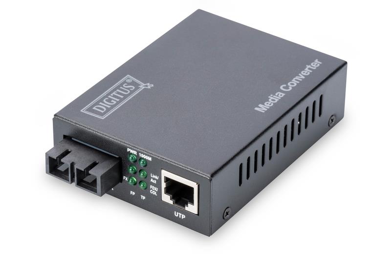 Медіа конвертор DIGITUS Gigabit, RJ45 / SM SC DX, 1310nm, 20км