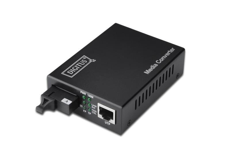 Медіа конвертор DIGITUS Gigabit, RJ45 / SM SC SX, BiDi Tx1310nm/Rx1550nm, 20км