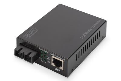 Медіаконвертер DIGITUS PoE, SM 10/100/1000Base-T to 1000Base-LX, Incl. PSU 30W, SC, Up to 20км