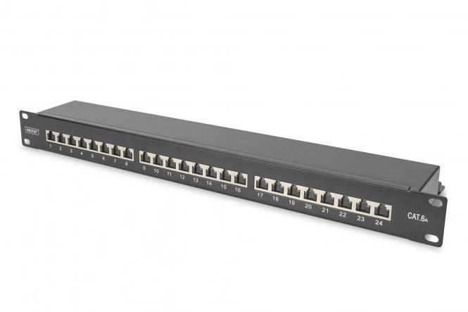 Патч-панель DIGITUS CАТ 6А STP, 19", 1U, 24 порти, зібрана, чорна