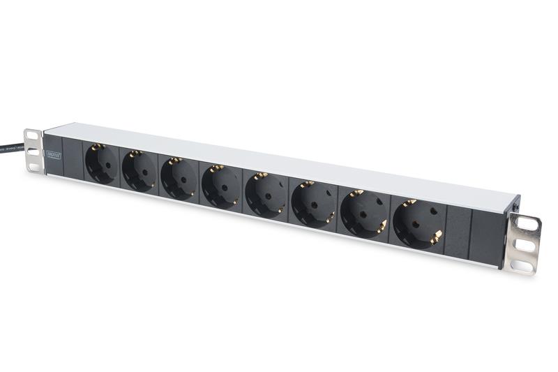Пристрій розподілу електроживлення DIGITUS 1U, 8xSchuko, 16A, 250V, вилка Schuko