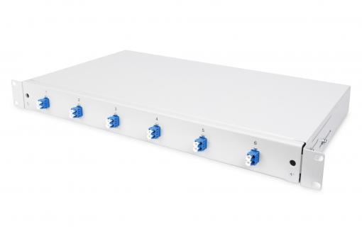Оптична панель DIGITUS 19' 1U, 6xLC duplex, incl, Splice Cass, OS2 Color Pigtails, Adapter