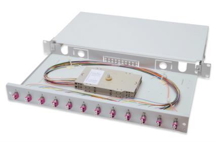 Оптична панель DIGITUS 19' 1U, 12xLC duplex, incl, Splice Cass, OM4 Color Pigtails, Adapter
