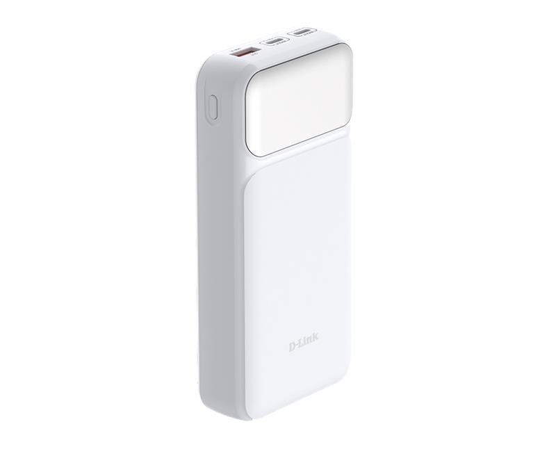 Акумулятор портативний літій-іонний Power Bank D-Link 20000мА*год, 65Вт PD 3.0, QC 3.0, 2xUSB-C, 1xUSB-A з дисплеєм, білий