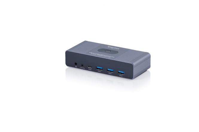 Комутатор DIGITUS Desktop KVM, 2x2 HDMI, 3xUSB 3.0, 1xUSB-C, 4K, Core Line