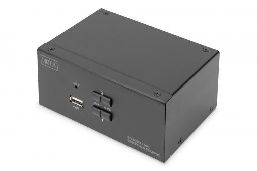 Комутатор DIGITUS Desktop DisplayPort KVM, 2 Port, Dual Display, 4K