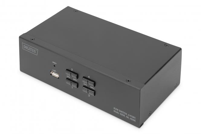KVM-перемикач DIGITUS Desktop HDMI, 4 Port, Dual Display, 4K