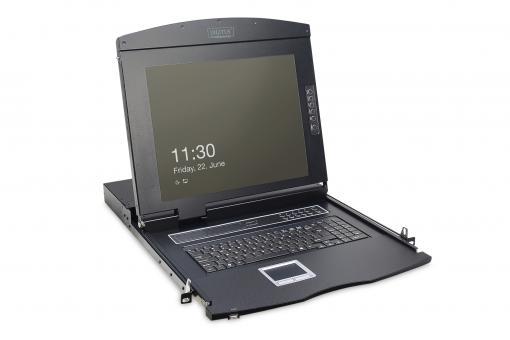 Консоль DIGITUS Modular 17" TFT, 16-port KVM & Touchpad, US keyboard, чорна