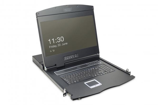 Консоль DIGITUS Modular 19" TFT, 16 port KVM, US keyboard, чорна