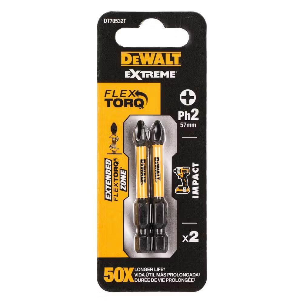 Набір біт DeWALT ударні, IMPACT TORSION, Philips, Ph2, L=57мм, 2шт