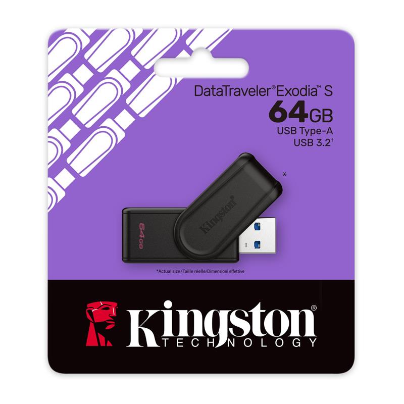 Накопичувач Kingston 64GB USB 3.2 Type-A Gen1 DT Exodia S