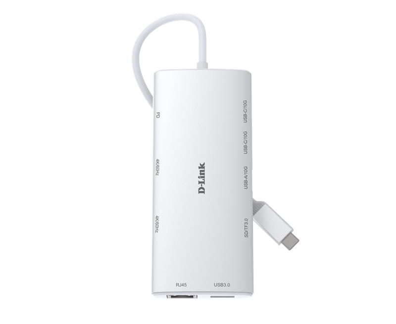 USB-С Хаб D-Link DUP-A01 10in1 2xHDMI, 1xGE, 2xUSB-C, 1xUSB-A 3.1, 1xUSB-A 3.0, 1xSD, 1xmicroSD, 1xUSB-C PD