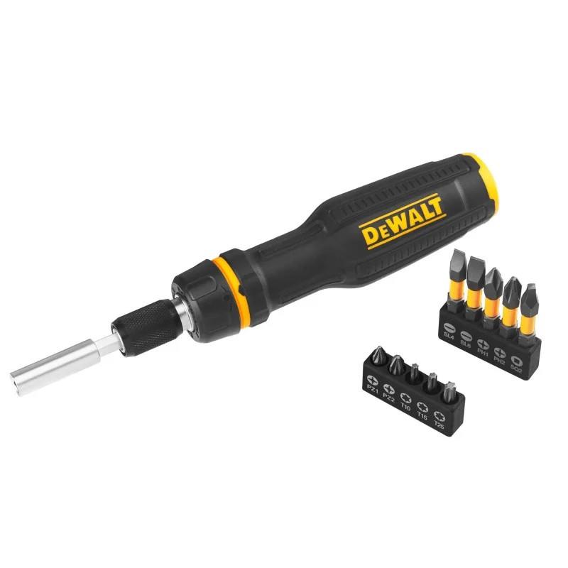 Викрутка DeWalt FULL FIT Telescoping, 10 насадок, руків'я двокомпонентне, 25-50мм, 10 біт, SL,PH,SQ