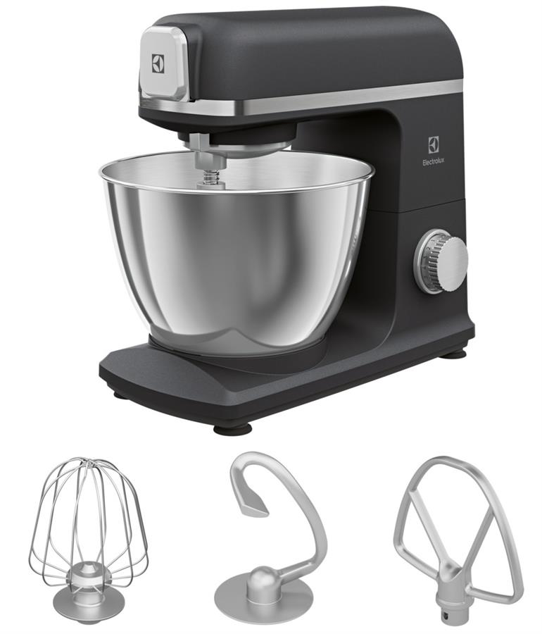 Кухонна машина Electrolux, 1200Вт, чаша-метал, корпус-метал, насадок-3, чорний