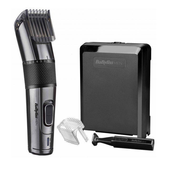 Машинка для стриження Babyliss, мережа+акум., вібраційний мотор, насадок-1, тример, кейс, титан.напил., чорний