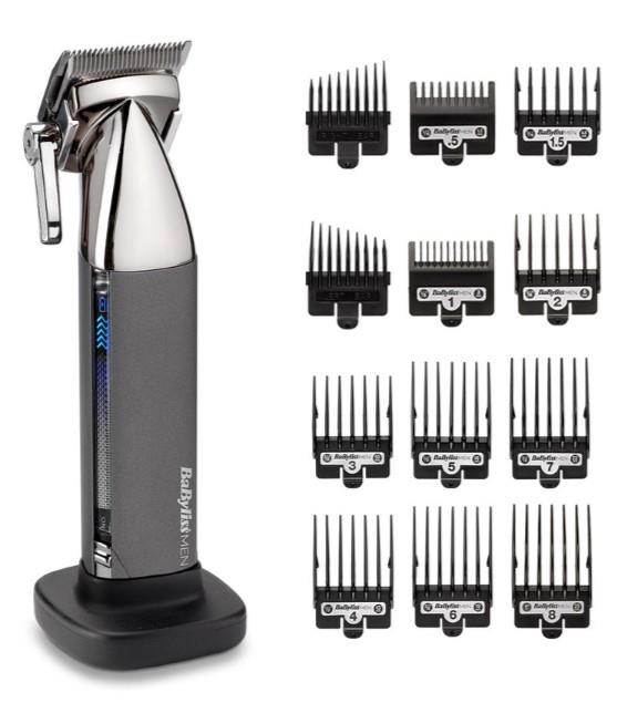 Машинка для стриження Babyliss Super-X Metal Series, мережа+акум., вібраційний мотор, насадок-10, кейс, чохол, гребінець у компл., сталь, сірий
