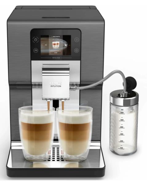 Кавомашина Krups Intuition Experience Hot&Cold, 3л, зерно, автомат.капучинатор, дисплей, авторецептів - 36, сенcор.керування, сріблястий-чорний