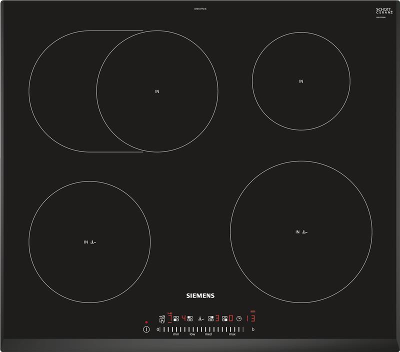 Варочная поверхность стеклокерамическая Siemens EH651FFC1E -индукция/60см/4конф/1 расш/слайдер/черн