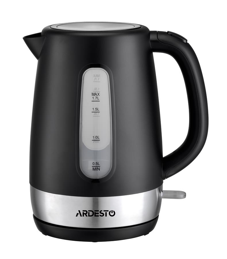 Електрочайник ARDESTO 1.7л, Strix, пластик, чорний матовий