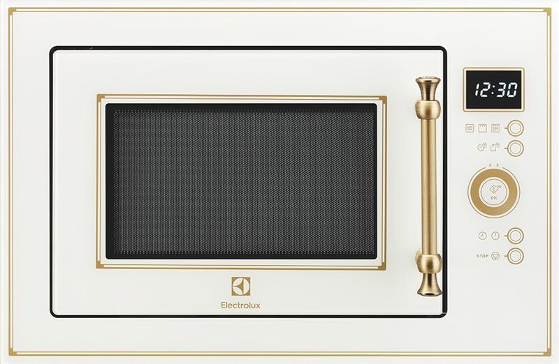 Мікрохвильова піч Electrolux вбудована Rococo, 25л, електрон. керування, 900Вт, гриль, дисплей, шампань