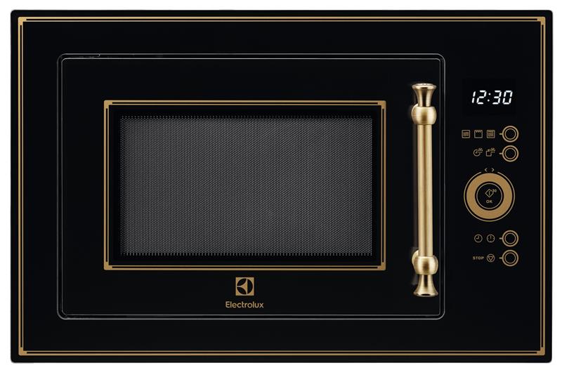 Мікрохвильова піч Electrolux вбудована Rococo, 25л, електрон. керування, 900Вт, гриль, дисплей, чорний