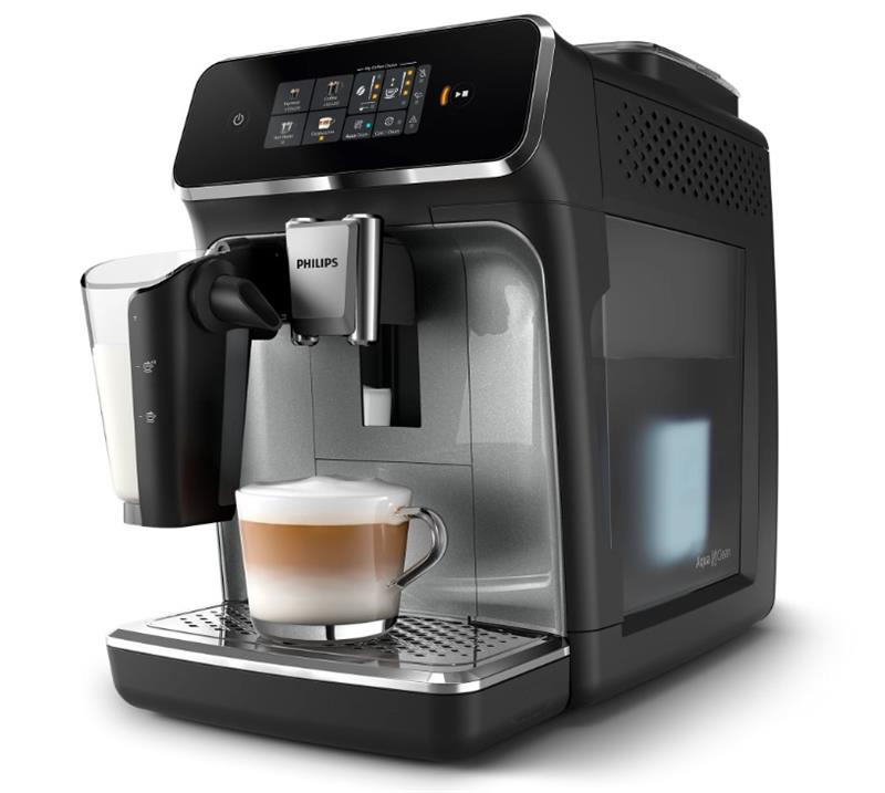 Кавомашина Philips Series 2300 LatteGo, 1.8л, зерно+мелена, автомат.капуч, дисплей, авторецептів -4, чорний