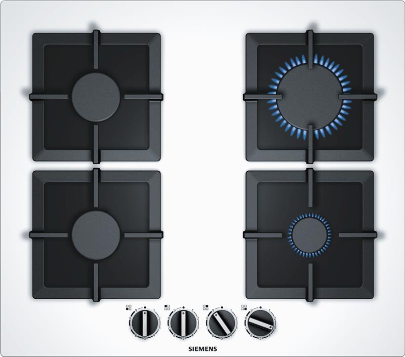 Встраиваемая газовая поверхность Siemens EP6A2PB20R - Ш-60см./4 конфорки/чугун/белый